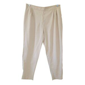Zara Basic Trousers Dress Pants Womens Size L Beige Pockets Pull-On Career Comfy